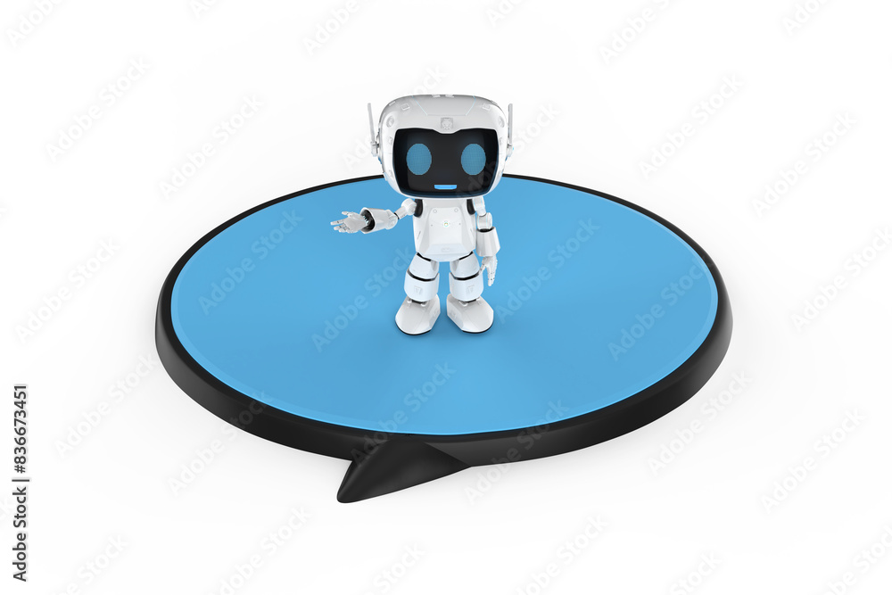 Poster personal assistant robot chat with speech bubble