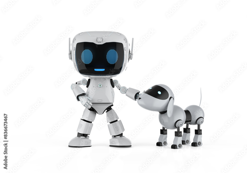 Poster ai personal assistant robot with dog robot