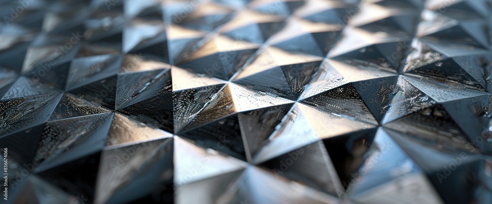 Wall mural a closeup of a metallic surface with engraved geometric patterns, emphasizing the precision and refl