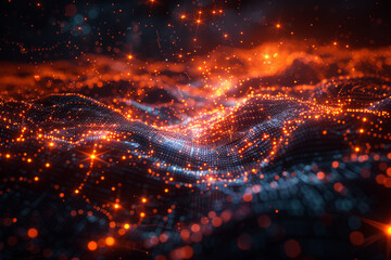 Obraz premium Digital background for tech, AI, neural networks, data, audio, graphics