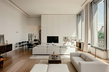 modern living room with fireplace
