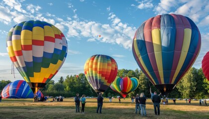 Fototapeta premium Up, Up, and Away: Balloonists Take to the Skies in Vilnius, Lithuania