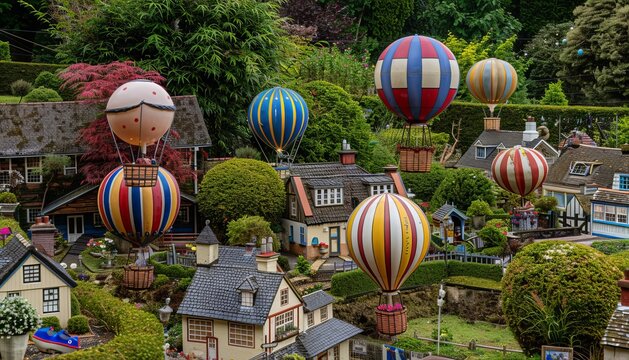 Floating Spectacle: Hot Air Balloon Models Grace Babbacombe Model Village in Torquay