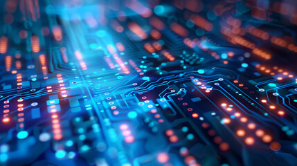 Obraz premium Digital backdround ideal for technological operations, neural networks, AI, data transmission and encryption, digital archives, audio and visual representations, scientific research