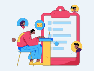 Personnel doing job interview flat vector concept operation hand drawn illustration
