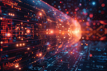 Digital background for tech, AI, neural networks, data, audio, graphics