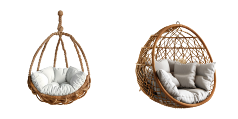 Top View of Swing Chair Set Isolated on Transparent or White Background, PNG