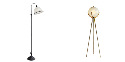 Top View of Floor Lamp Set Isolated on Transparent or White Background, PNG