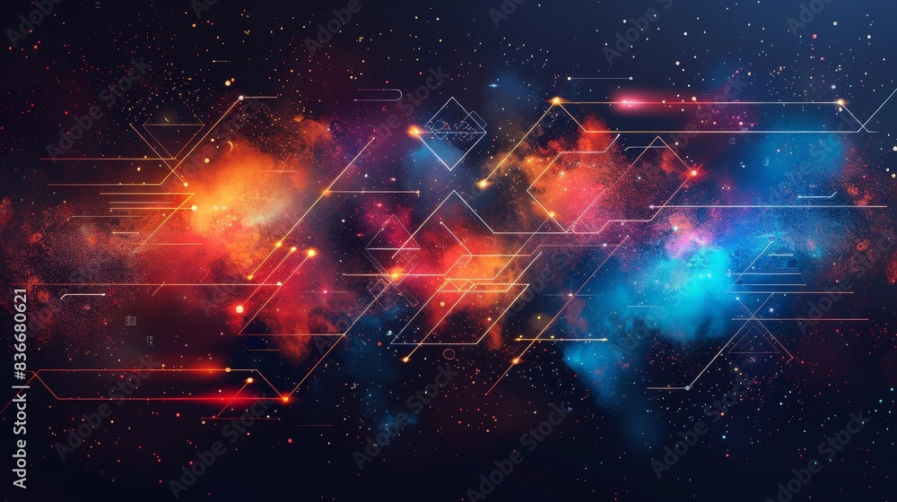 Wall mural abstract geometric space background