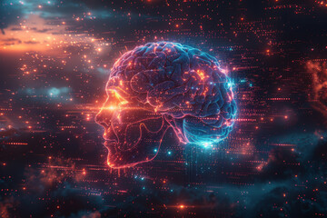 Obraz premium Digital background for tech, AI, neural networks, data, audio, graphics