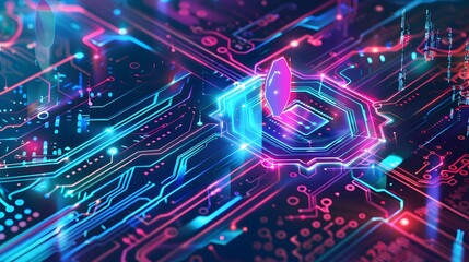 Fototapeta premium Illustration of Implementing robust cybersecurity measures to protect sensitive industrial data from breaches and unauthorized access. Ai Generate.