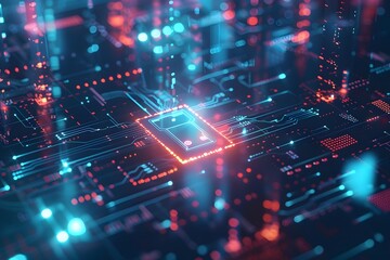 Fototapeta premium Illustration of Implementing robust cybersecurity measures to protect sensitive industrial data from breaches and unauthorized access. Ai Generate.