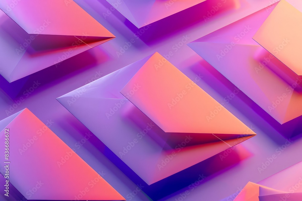 Poster design vibrant email envelopes with 3d gradient effects for a digital communication theme