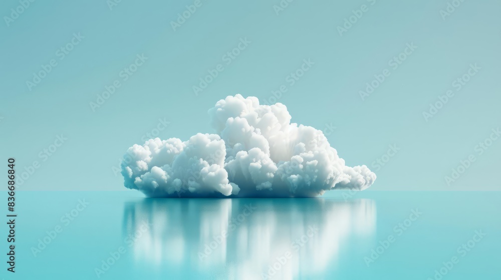 Poster digital cloud computing and data hosting illustration with a white cloud on a blue background 3d vis