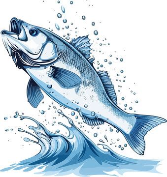 recommend clip art: Fish jumping in water clipart design illustration