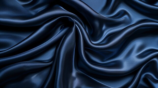 Close-up of sleek black silk fabric