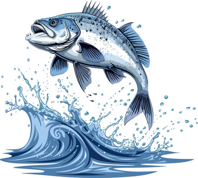recommend clip art: Fish jumping in water clipart design illustration