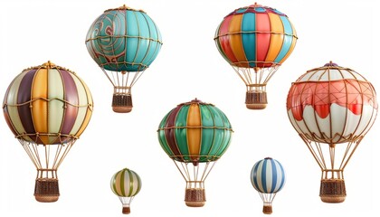 Obraz premium Floating Beauties: A Collection of Hot Air Balloons in a White Sea
