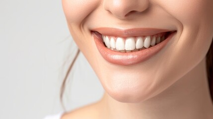 Obraz premium A womans smiling mouth with white teeth, a perfect example of a healthy and beautiful smile