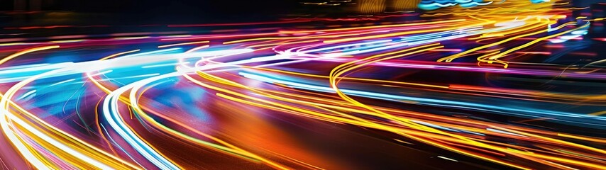 Urban Energy in Motion: Dynamic Abstract Light Trails of Car Headlights at Night