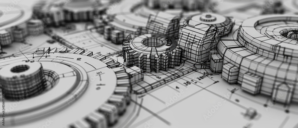 Poster generate an intricate and detailed wireframe representation of mechanical technology symbolizing mac