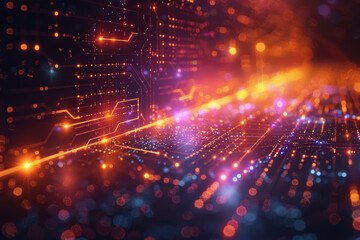 Obraz premium Digital background for tech, AI, neural networks, data, audio, graphics