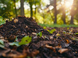 Fototapeta premium Close-up dirt pile forest