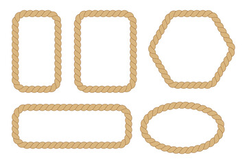 Ropes and Knots on white background, eps10