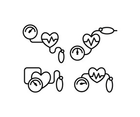 blood pressure icons vector design symbol sign simple line black white illustration collections sets