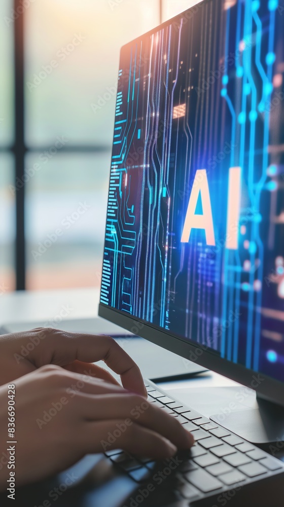 Poster computer screen with word 