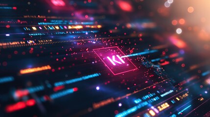  computer screen with word "KI" written on it