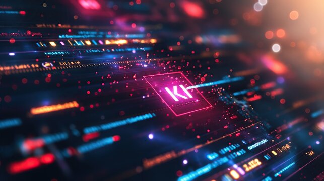  computer screen with word "KI" written on it