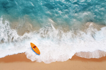 Obraz premium top view of blue beach background for travel and relax activity concept