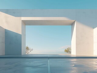 Obraz premium White wall window blue sky