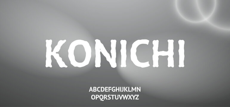 Konichi, display typeface lettering space font, vector illustration.