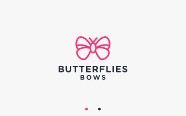 Obraz premium butterfly with tie logo design vector silhouette illustration