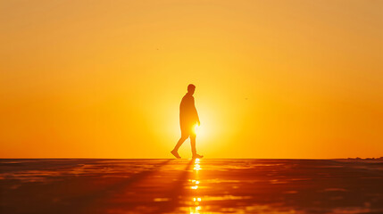  A lone figure walks against the setting sun, their silhouette a testament to resilience on International Migrants Day