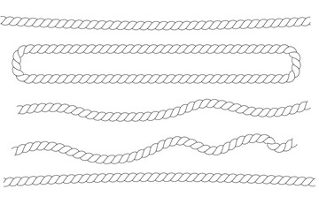set of rope pattern brushes. Vector illustration