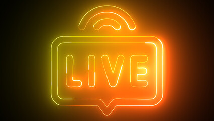 Neon Live Streaming Icon - Button for Broadcasting, Livestream, or Online Stream
