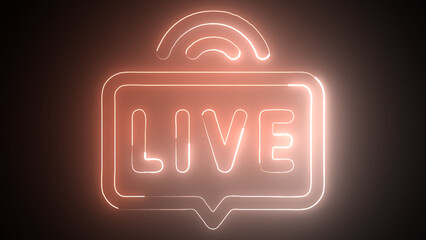 Neon Live Streaming Icon - Button for Broadcasting, Livestream, or Online Stream