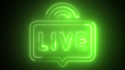 Neon Live Streaming Icon - Button for Broadcasting, Livestream, or Online Stream