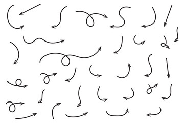 Hand drawn arrows set. Vector doodle icon.