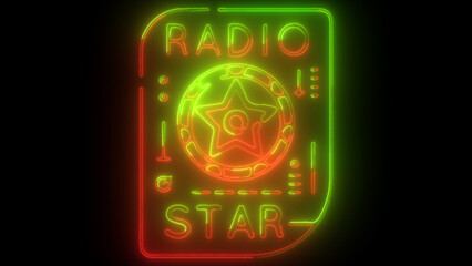 Radio Neon Logo Vector. Radio City neon sign, design template, modern trend design, night neon signboard, night bright advertising, light banner, light art