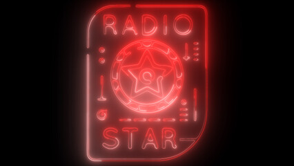Radio Neon Logo Vector. Radio City neon sign, design template, modern trend design, night neon signboard, night bright advertising, light banner, light art