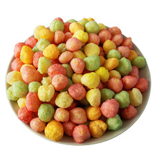 Assortment of corn snacks in different flavors on a plate on a white background