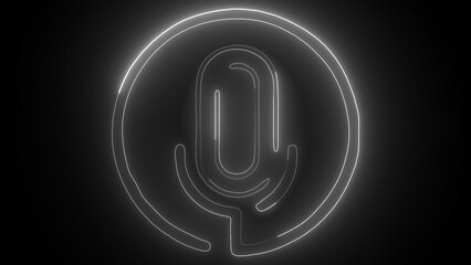 Neon line . microphone Voice recording podcast mic microphone button icon .