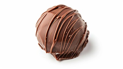 sweet chocolate truffle with whippe isolated on white background. dessert food concept