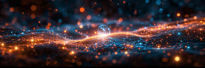 Fototapeta premium Digital background for tech, AI, neural networks, data, audio, graphics