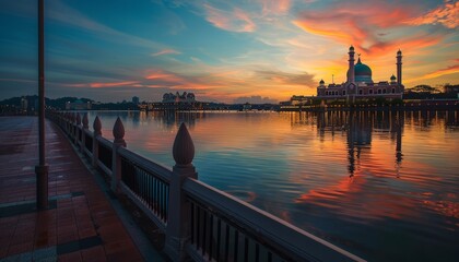 Obraz premium Painted Skies: Spectacular Sunset Views at Putrajaya Lake