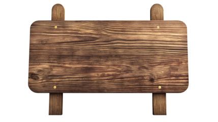 Wooden signboard isolated on transparent background